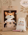 Schlummi Spieluhr & Schnullerkette Beige / rose mit Namensgravur – personalisiertes Geschenkset