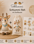 Schlummi Spieluhr Reh mit zwei Namensliedern, einem Stoffbeutel und Affirmationsstickern  - ganz persönliche Lieder nur für dein Kind