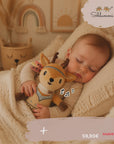 Schlummi Spieluhr Reh & Schnullerkette Beige / rose mit Namensgravur – personalisiertes Geschenkset
